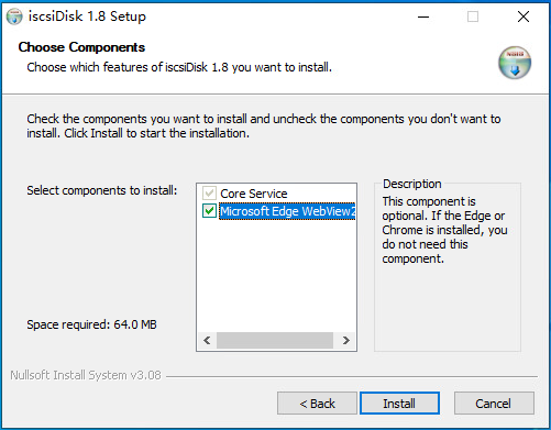 Install Component Selection Interface