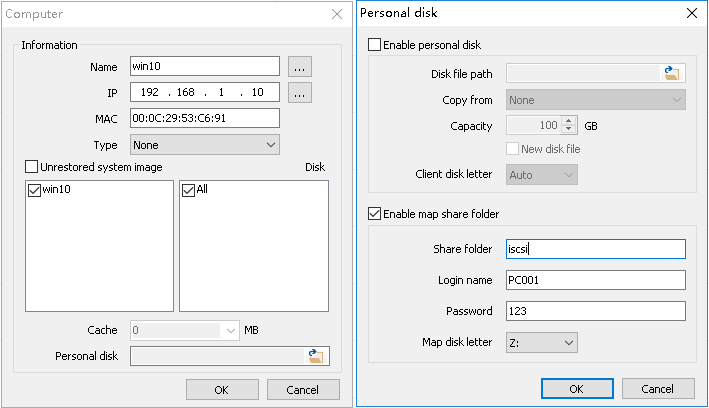 iSCSI cloud disk settings