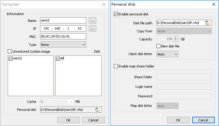 Fixed personal disk settings