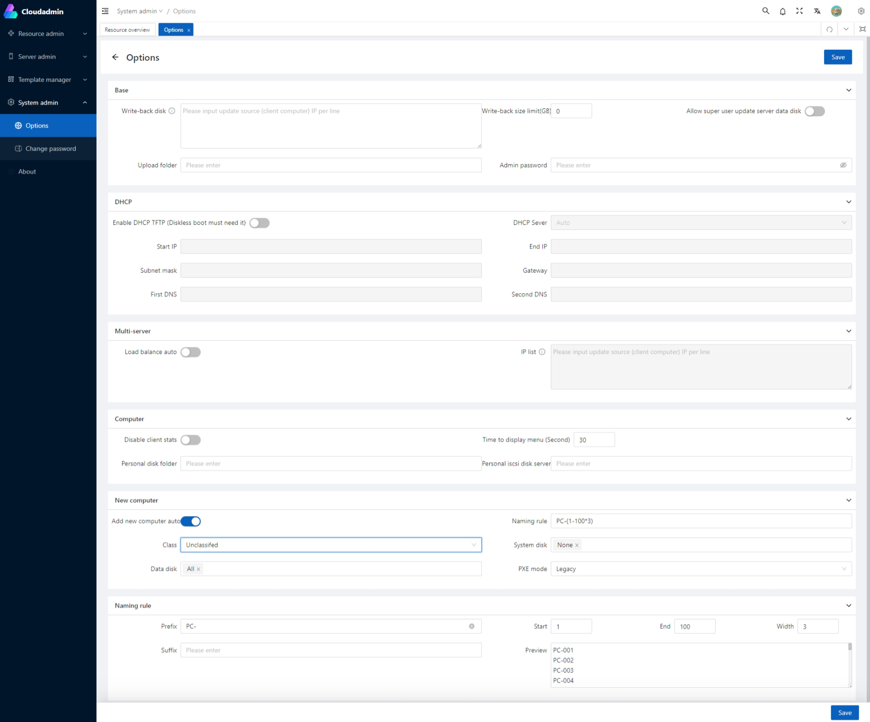 Settings Options